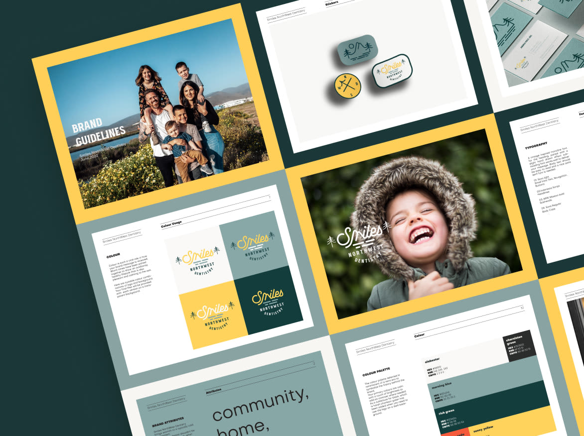 Brand guidelines created in a Studio 1-to-1 project for Smiles Northwest Dentistry